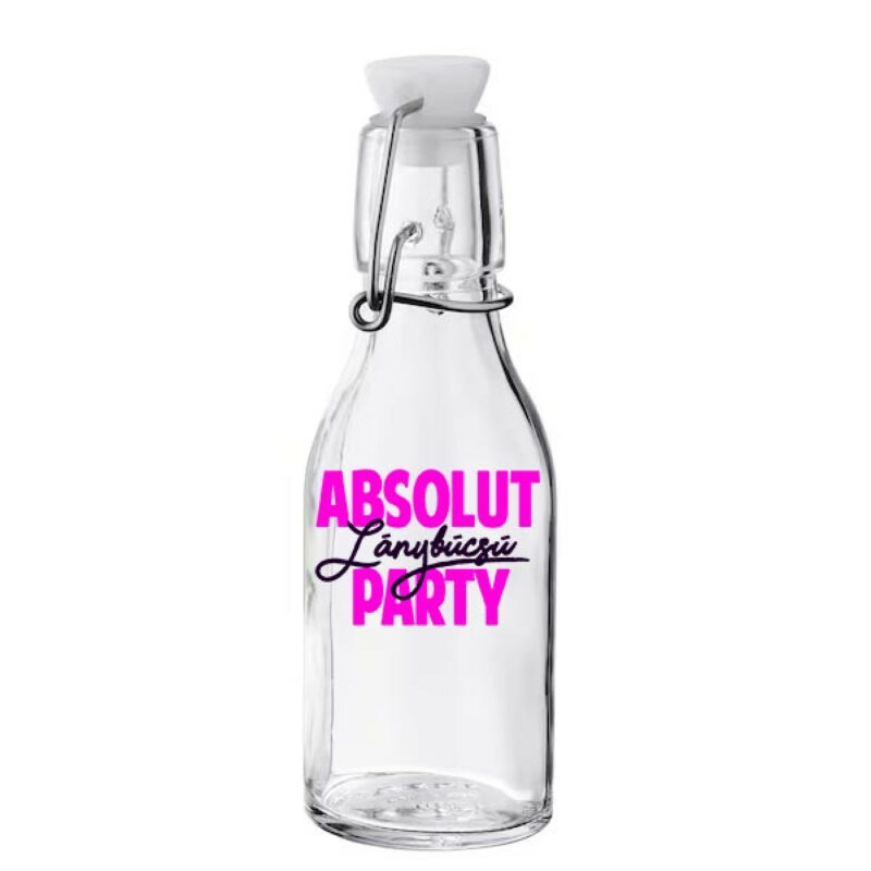 Pálinkás üveg csatos Absolut lánybúcsú party